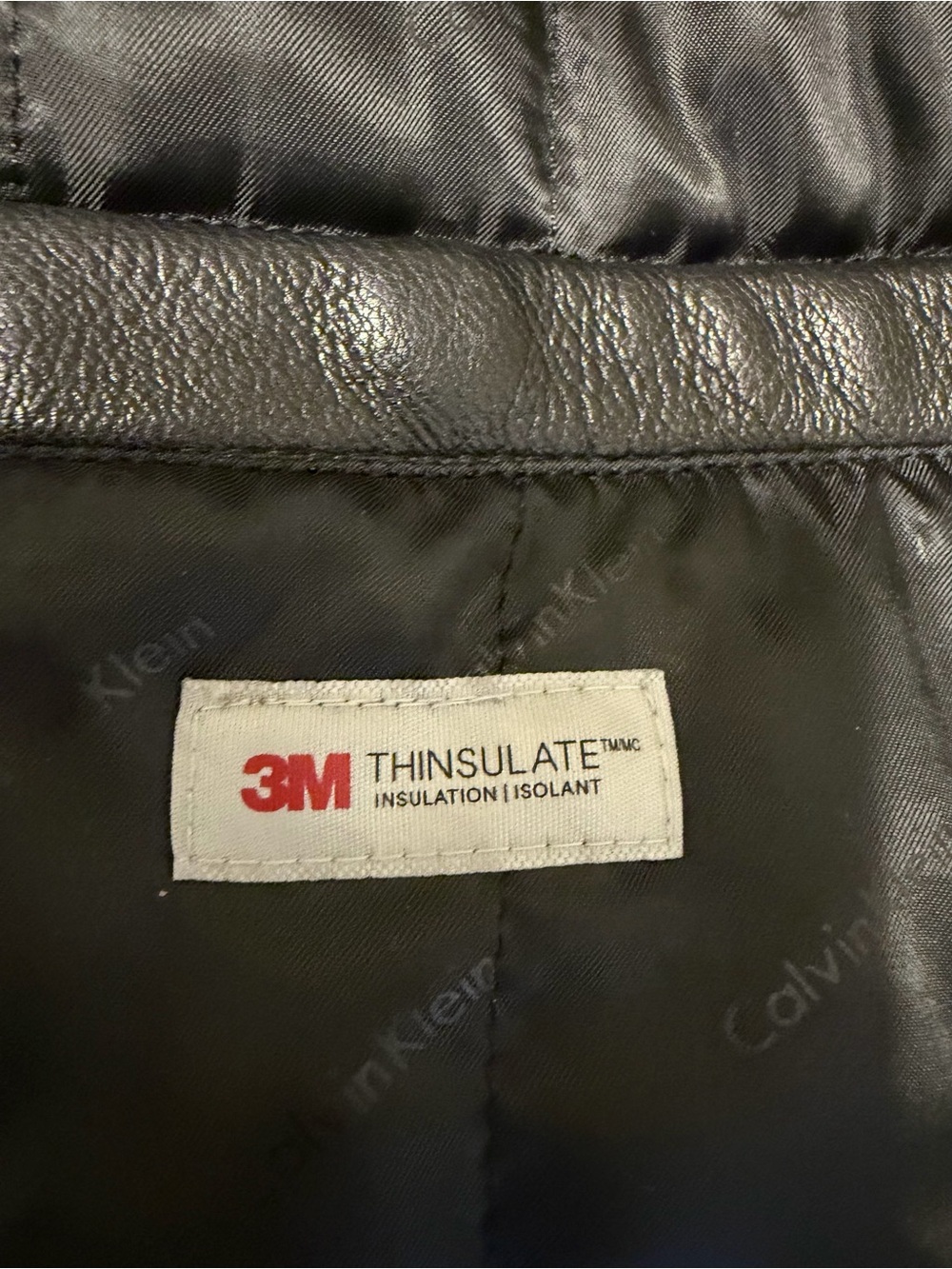 Calvin Klein Men's Black Leather Bomber Jacket - Picture 6 of 10